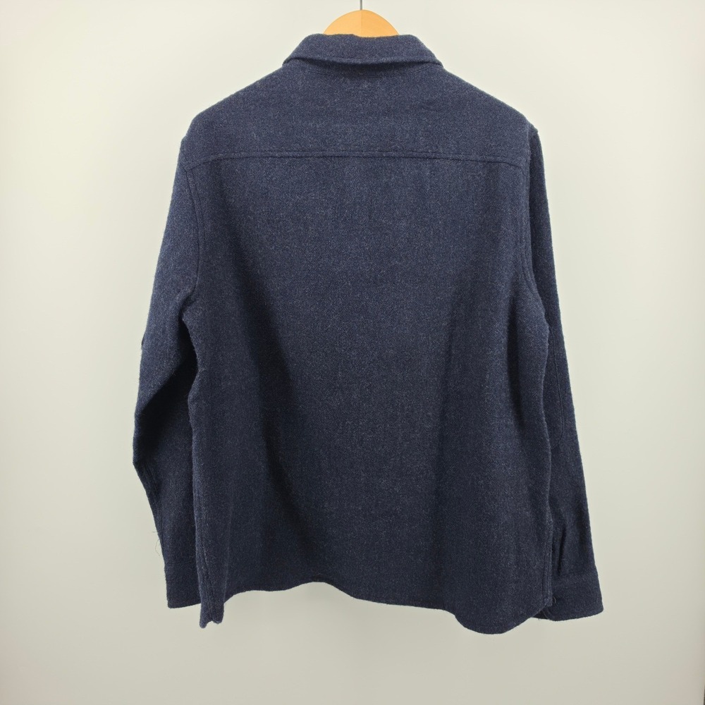 Outerknown Wool Shirt Jacket Mens Large Navy Blue Heavyweight 100% Wool Shacket - Picture 2 of 7